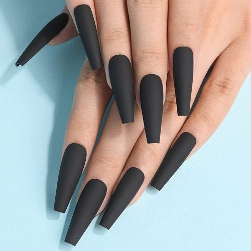 ong matte black coffin nails