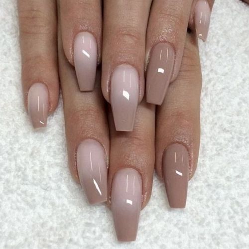 brown ombre nails with glossy finish