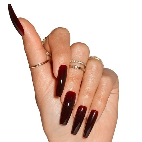long coffin nails in cherry color