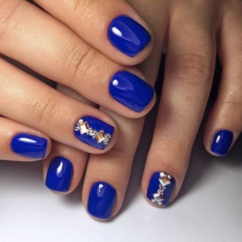 royal blue short acrylic nails